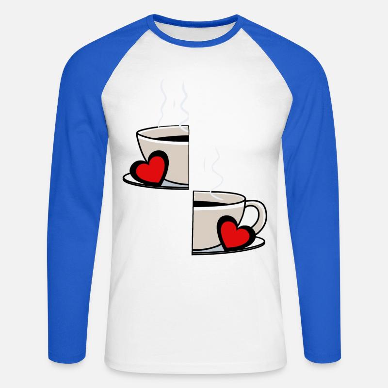 Valentin Kaffee Partnerschaft Kaffeetasse Partner - Unisex Baseballshirt langarm - Weiß/Royalblau