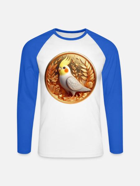 Medaille (01) - Unisex Baseballshirt langarm - Weiß/Royalblau