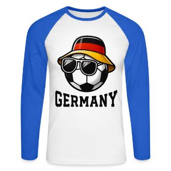 Soccer Germany Fan Flag Team Team - Unisex Long Sleeve Baseball T-Shirt - white/royal blue - Front - Nik (191cm)