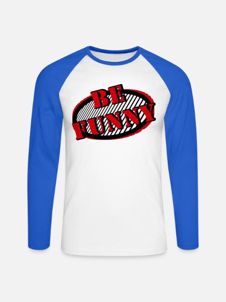 be funny - Unisex Baseballshirt langarm - Weiß/Royalblau