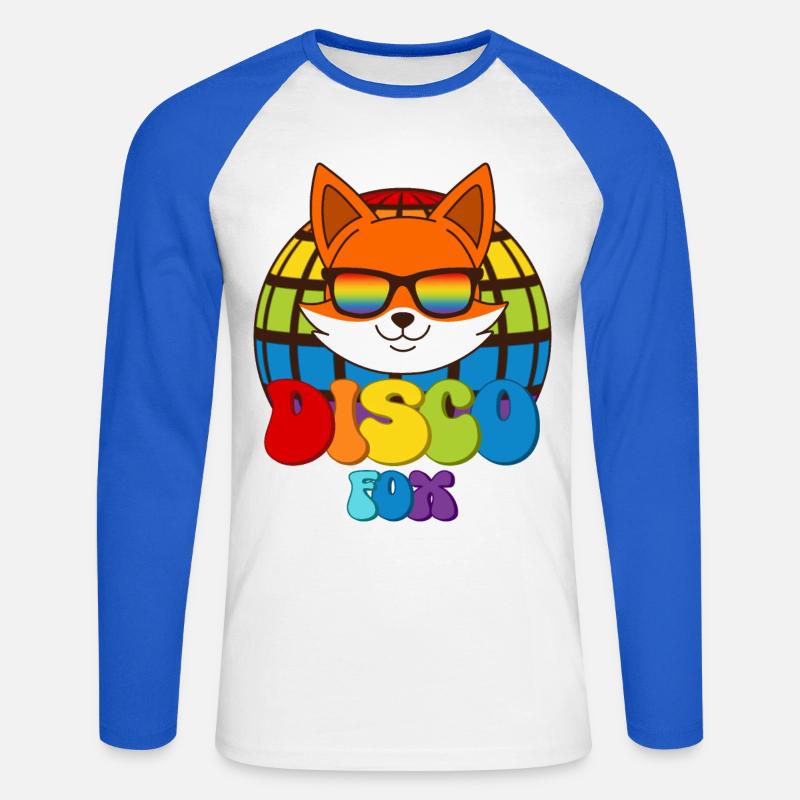 Disco Fox Discokugel Fuchs Sonnenbrille Discofox - Unisex Baseballshirt langarm - Weiß/Royalblau