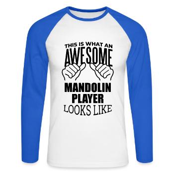 Mandolin Mandolin Mandolin - Unisex Baseballshirt langarm - Weiß/Royalblau - Vorne - Nik (191cm)
