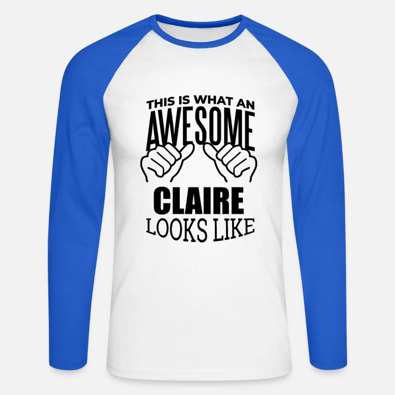 Claire - Unisex Baseballshirt langarm - Weiß/Royalblau