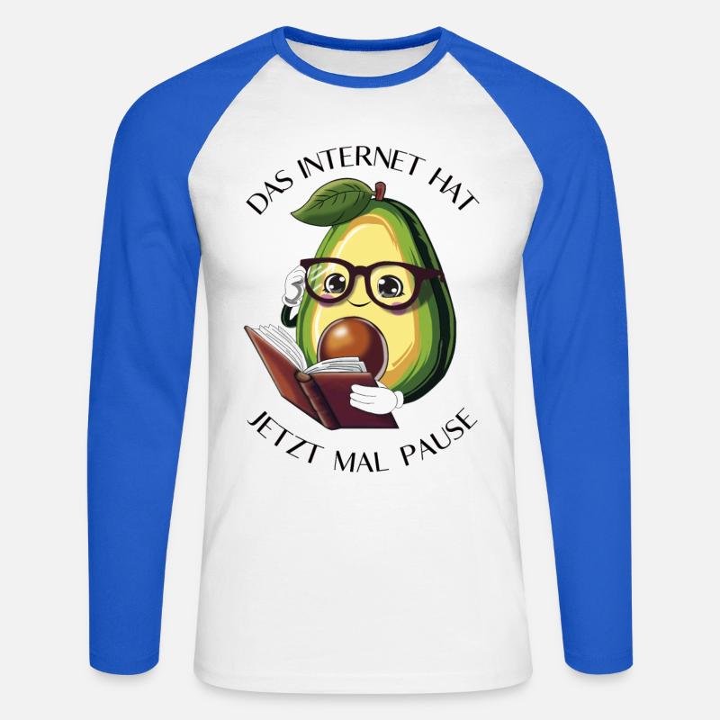 Das Internet hat jetzt mal Pause – Avocado Bücher - Unisex Baseballshirt langarm - Weiß/Royalblau