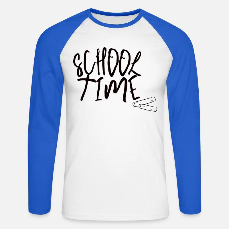 School Time – Minimal Schulstart Design - Unisex Baseballshirt langarm - Weiß/Royalblau