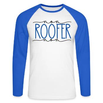 Roofer Proud Mom Cute Gift - Unisex Long Sleeve Baseball T-Shirt - white/royal blue - Front - Nik (191cm)