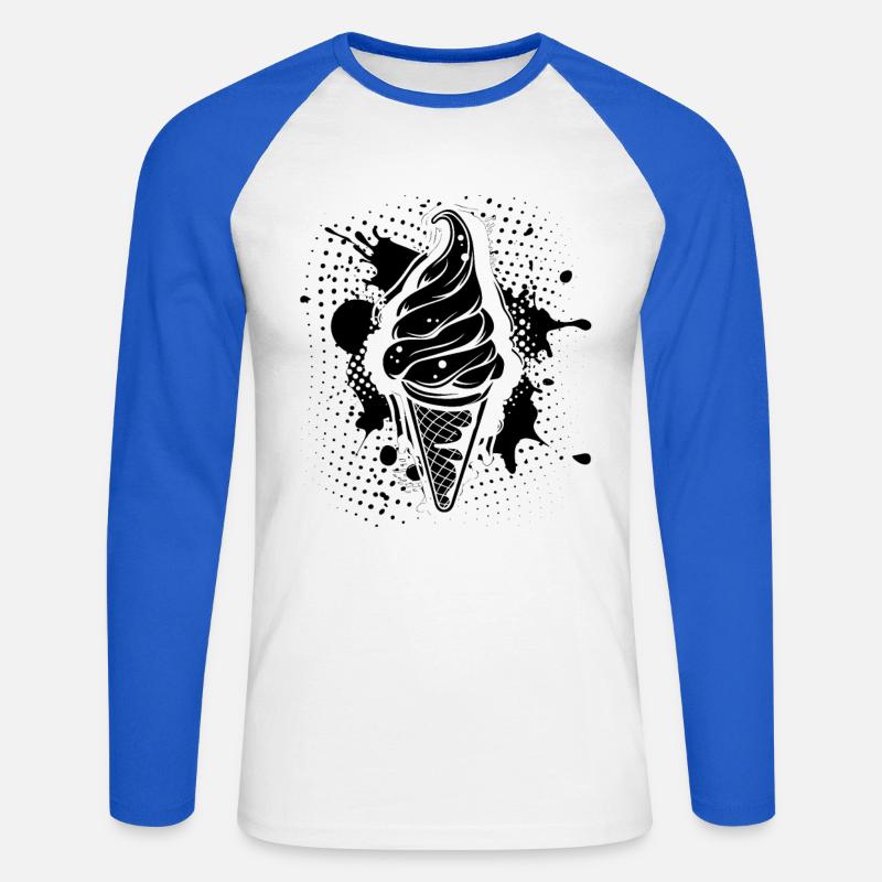 Eiswaffel - Unisex Baseballshirt langarm - Weiß/Royalblau