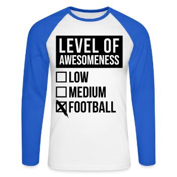 Fußball Fußball Fußball - Unisex Baseballshirt langarm - Weiß/Royalblau - Vorne - Nik (191cm)