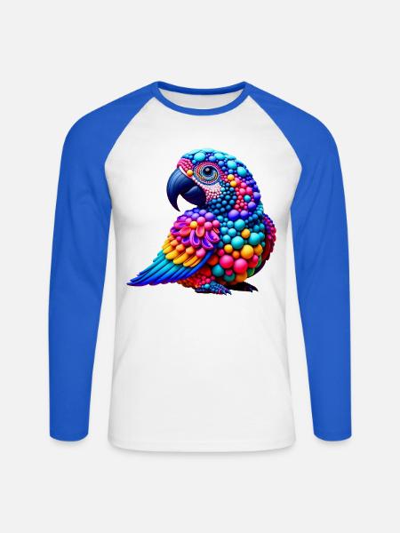 Pop-Art-Bird (01) - Unisex Baseballshirt langarm - Weiß/Royalblau