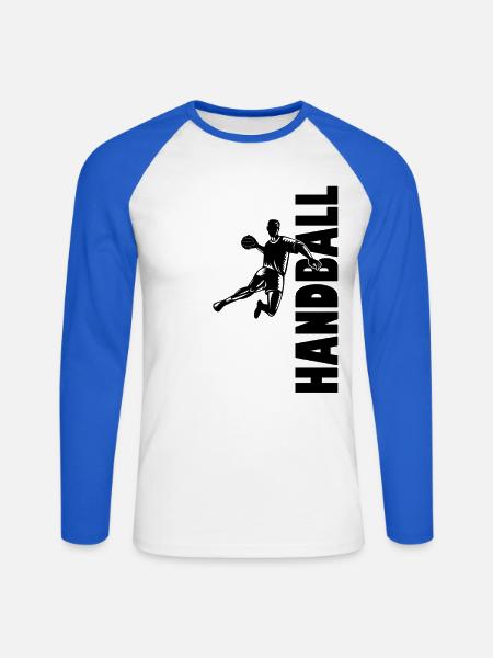 Handballspieler Handball-Ball Handballer Game - Unisex Baseballshirt langarm - Weiß/Royalblau