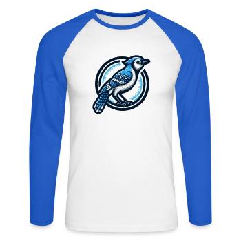 Éleveur d’oiseaux Ornithologue Ornithologue Ornithologue - T-shirt baseball manches longues Homme - blanc/bleu royal - Devant - Nik (191cm)
