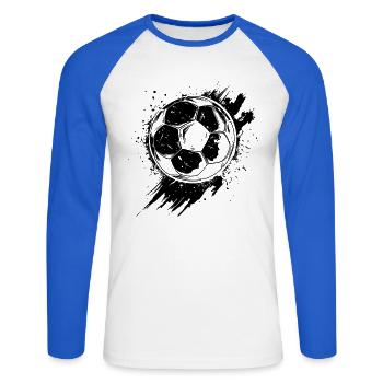 Soccer - Unisex Long Sleeve Baseball T-Shirt - white/royal blue - Front - Nik (191cm)