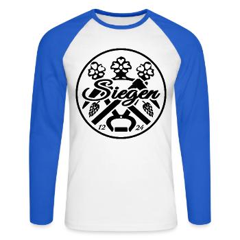 Siegen im Siegerland, 800 Jahre, regionale Motive - Unisex Baseballshirt langarm - Weiß/Royalblau - Vorne - Nik (191cm)