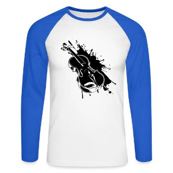 Geige Streetart - Unisex Baseballshirt langarm - Weiß/Royalblau - Vorne - Nik (191cm)