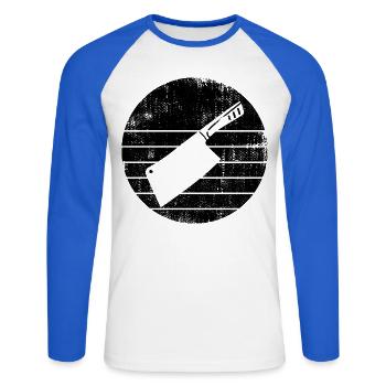 Croquis de couperet - T-shirt baseball manches longues Homme - blanc/bleu royal - Devant - Nik (191cm)