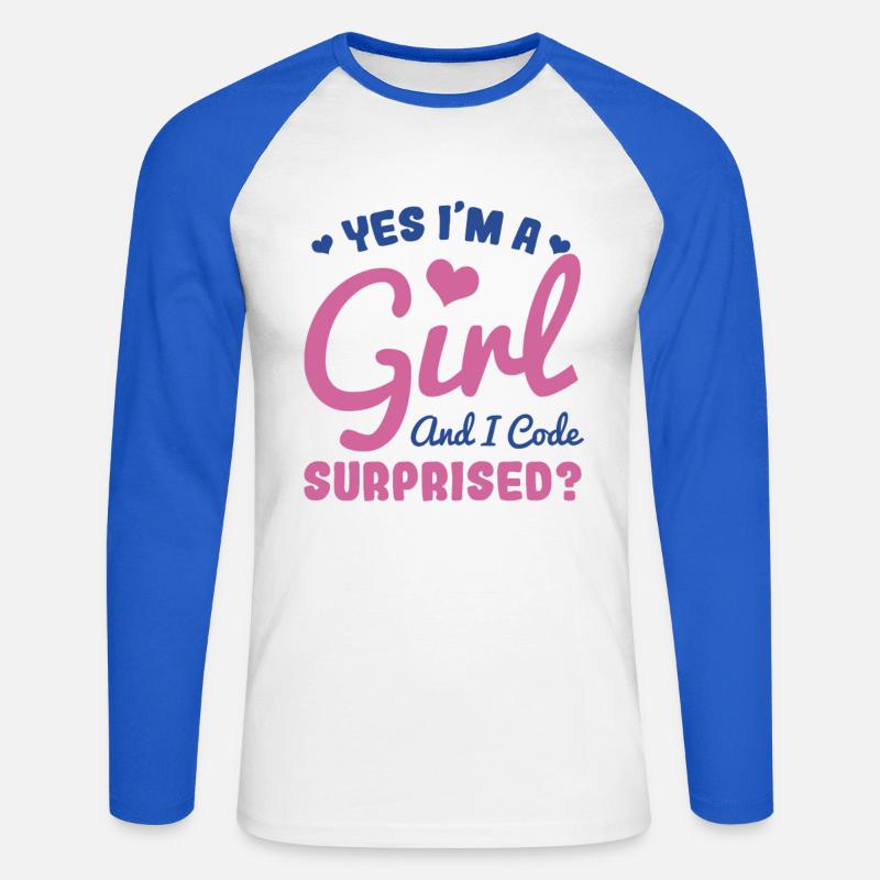 Mädchen und Programmiererin - Unisex Baseballshirt langarm - Weiß/Royalblau