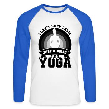 I do yoga - Unisex Long Sleeve Baseball T-Shirt - white/royal blue - Front - Nik (191cm)