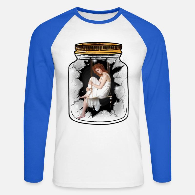 Emotionen Gefühle Depression Einsamkeit - Unisex Baseballshirt langarm - Weiß/Royalblau