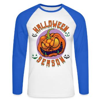 Halloween Season - Unisex Long Sleeve Baseball T-Shirt - white/royal blue - Front - Nik (191cm)