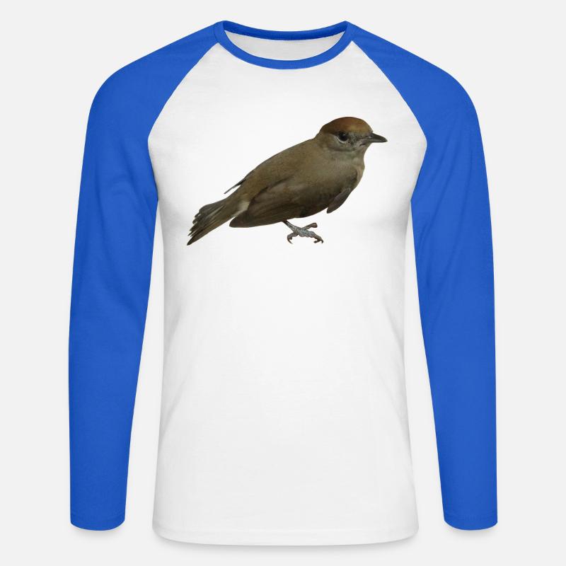 Mönchsgrasmücke Weibchen - Unisex Baseballshirt langarm - Weiß/Royalblau