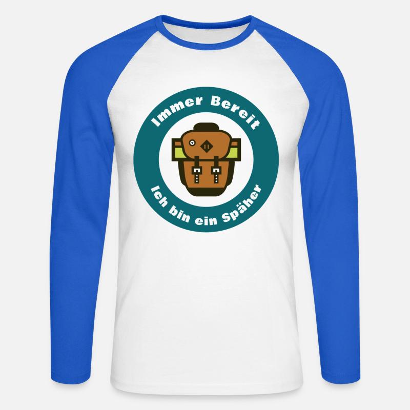 Immer bereit – ich bin ein Scout - Unisex Baseballshirt langarm - Weiß/Royalblau