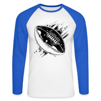 Football Ball Skizze - Unisex Baseballshirt langarm - Weiß/Royalblau - Vorne - Nik (191cm)