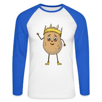 Royal Potato Potatoes Vegetable King Crown - Unisex Long Sleeve Baseball T-Shirt - white/royal blue - Front - Nik (191cm)