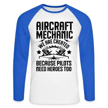 Aircraft mechanic - Unisex Long Sleeve Baseball T-Shirt - white/royal blue - Front - Nik (191cm)