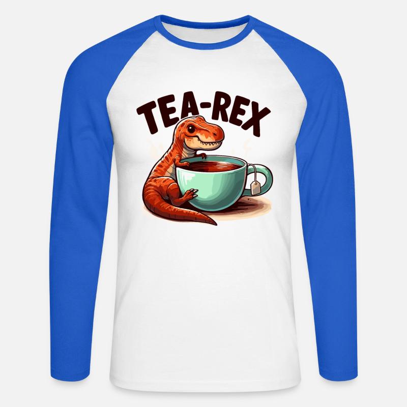 Tee Rex Tee-Rex Teetrinker Geschenk - Unisex Baseballshirt langarm - Weiß/Royalblau