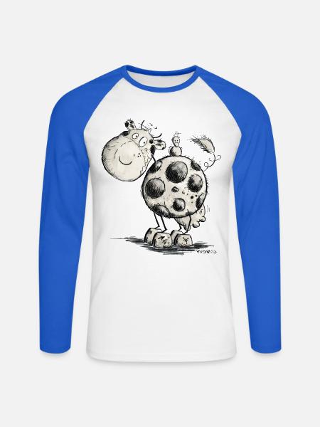 Kuh Rund Kugel Kugelrund 2 - Unisex Baseballshirt langarm - Weiß/Royalblau