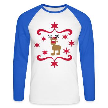 Cadeaux amusants pour Noël - T-shirt baseball manches longues Homme - blanc/bleu royal - Devant - Nik (191cm)