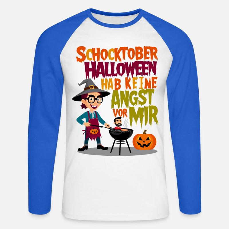 Shock Halloween - Maglia da baseball a manica lunga da uomo - bianco/blu royal