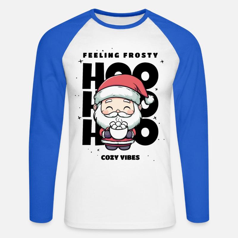 Weihnachten Pullover - Weihnachtsmann, Geschenk - Unisex Baseballshirt langarm - Weiß/Royalblau