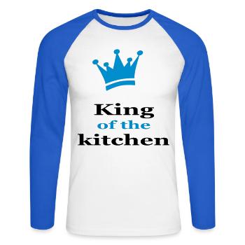 Cooking apron for men - Unisex Long Sleeve Baseball T-Shirt - white/royal blue - Front - Nik (191cm)