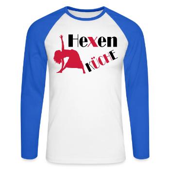 Ingrédients magiques - T-shirt baseball manches longues Homme - blanc/bleu royal - Devant - Nik (191cm)