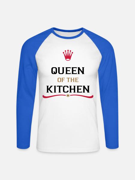 kochschürze für die perfekte Köchin - Unisex Baseballshirt langarm - Weiß/Royalblau