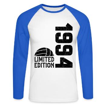 30e Anniversaire 1994 Édition Limitée Volleyball - T-shirt baseball manches longues Homme - blanc/bleu royal - Devant - Nik (191cm)
