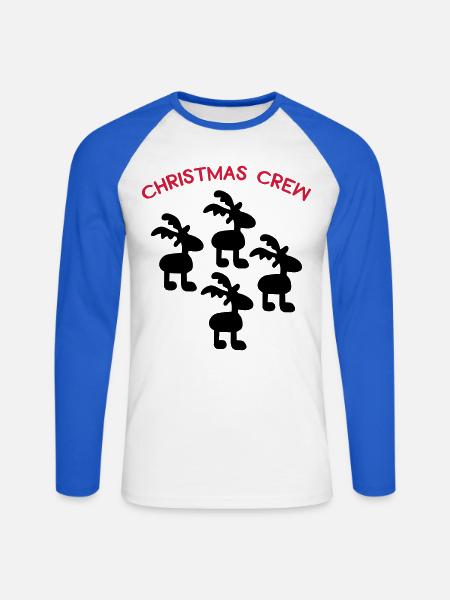 Christmas Crew - Unisex Baseballshirt langarm - Weiß/Royalblau