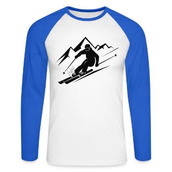 Vacances au ski Skieurs Ski Sports d’hiver - T-shirt baseball manches longues Homme - blanc/bleu royal - Devant - Nik (191cm)