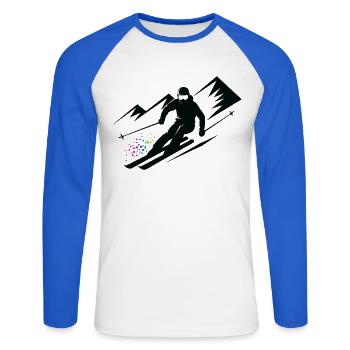 Vacances au ski Skieurs Ski Sports d’hiver - T-shirt baseball manches longues Homme - blanc/bleu royal - Devant - Nik (191cm)