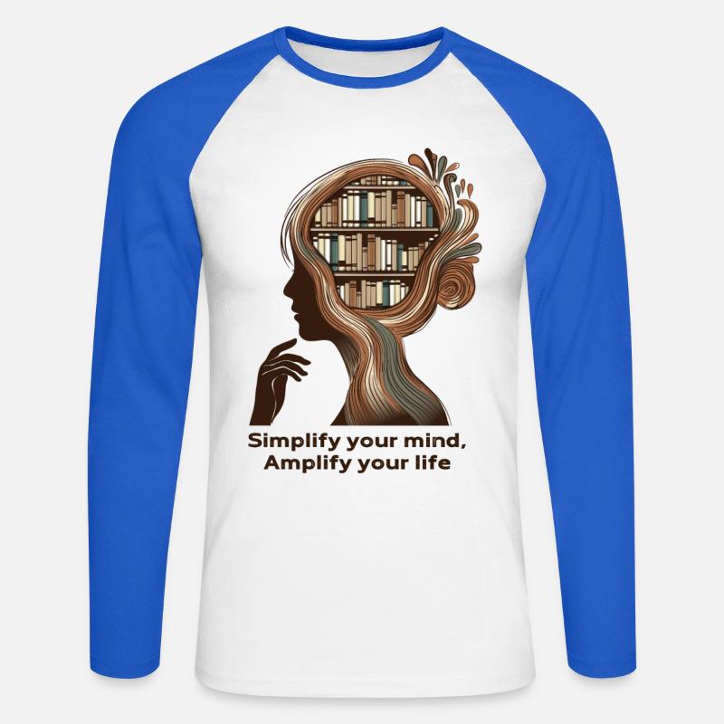 Simplify your mind Achtsamkeit Design - Unisex Baseballshirt langarm - Weiß/Royalblau