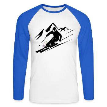 Skieurs Ski Hiver Vacances d’hiver Sports d’hiver - T-shirt baseball manches longues Homme - blanc/bleu royal - Devant - Nik (191cm)