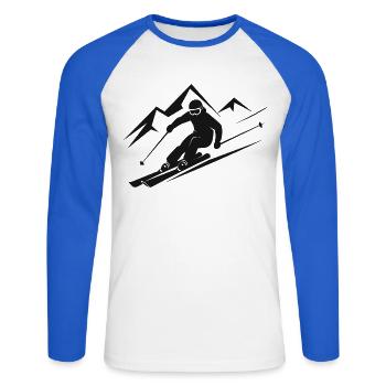 Skieurs Ski Hiver Vacances d’hiver Sports d’hiver - T-shirt baseball manches longues Homme - blanc/bleu royal - Devant - Nik (191cm)