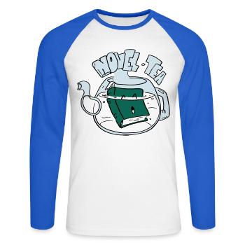 Novel Tea - T-shirt baseball manches longues Homme - blanc/bleu royal - Devant - Nik (191cm)