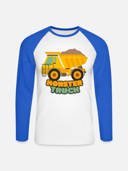Monstertruck - Unisex Baseballshirt langarm - Weiß/Royalblau