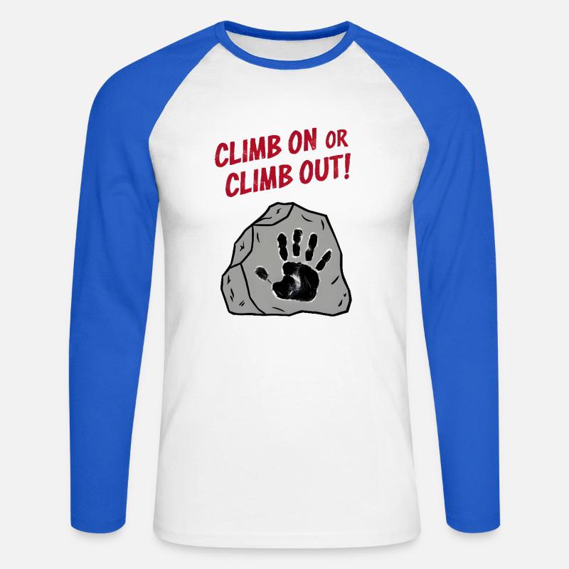 Climb On or Climb Out - Unisex Baseballshirt langarm - Weiß/Royalblau