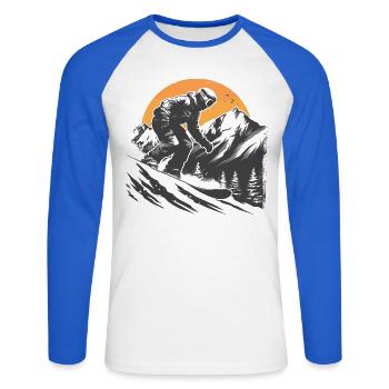 Snowboarder Drawing - Unisex Long Sleeve Baseball T-Shirt - white/royal blue - Front - Nik (191cm)