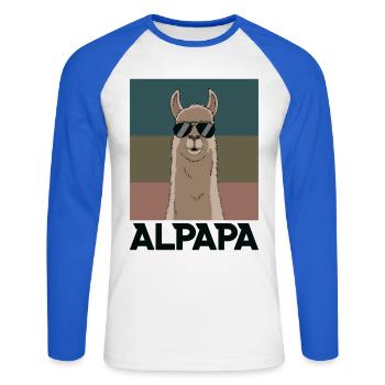 Dad Alpaca Dad Funny Llama Father's Day Gift - Unisex Long Sleeve Baseball T-Shirt - white/royal blue - Front - Nik (191cm)