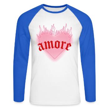 Burning love - Unisex Long Sleeve Baseball T-Shirt - white/royal blue - Front - Nik (191cm)
