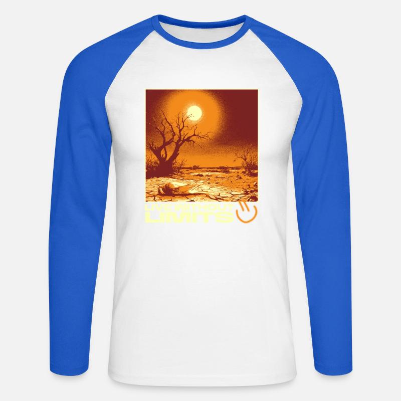 Live Without Limits – Surreal Desert Scene - Unisex Baseballshirt langarm - Weiß/Royalblau